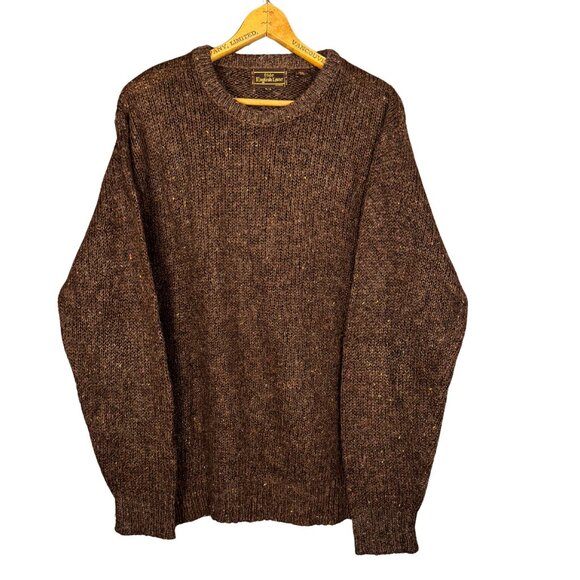 Vintage Speckled Wool Blend Sweater – Chocolate Brown Knit – Rustic Cabin Core - Picture 1 of 7